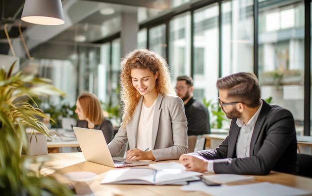 Trabalho em equipe multiétnico em ambiente corporativo