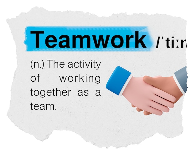Trabalho em equipe png dicionário word sticker tipografia fundo transparente