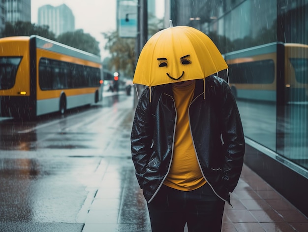 trabalho triste colocando uma cara feliz chuva triste sem liberdade empregador ai gerado