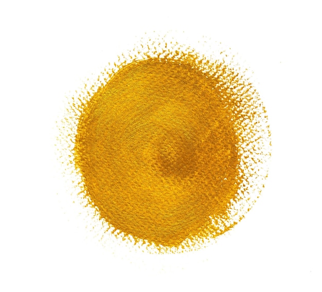 Traçados de pincel de tinta acrílica de ouro dourado abstrato no espaço de cópia de fundo branco para texto ou design de trabalho de arte