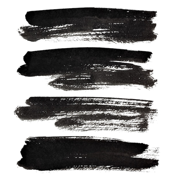 Traçados de pincel preto isolados no fundo branco