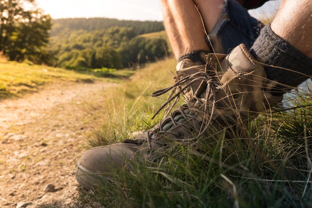 Tracking-Schuhe, Nahaufnahme.