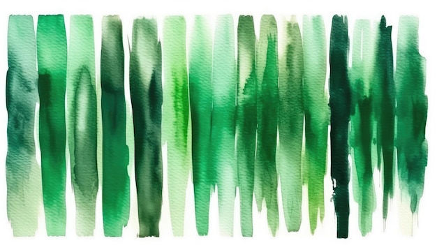 Traços de aquarela verdes vibrantes em fundo branco para projetos de design