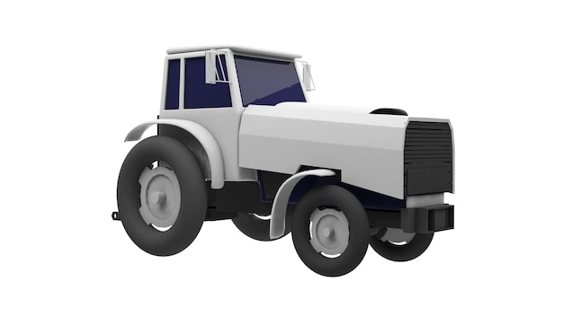 Un tractor agrícola contra un fondo blanco renderización 3D