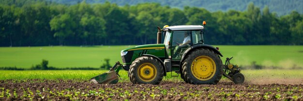 Foto tractor arando el campo agrícola