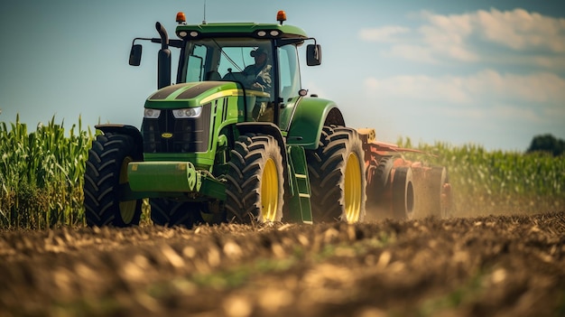 Tractor en el campo de un agricultor