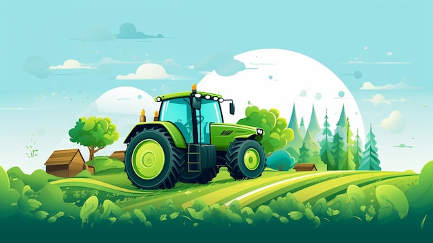 tractor en el campo ilustración de arte vectorial