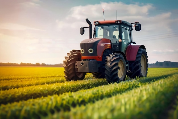 Foto tractor para la distribución de fertilizantes artificiales transporte agrícola