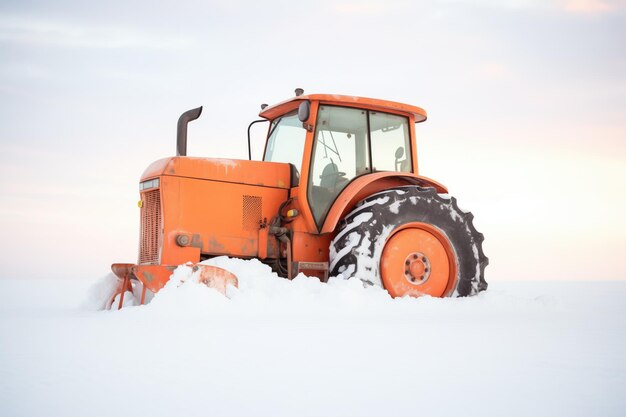 Tractor enterrado en la nieve