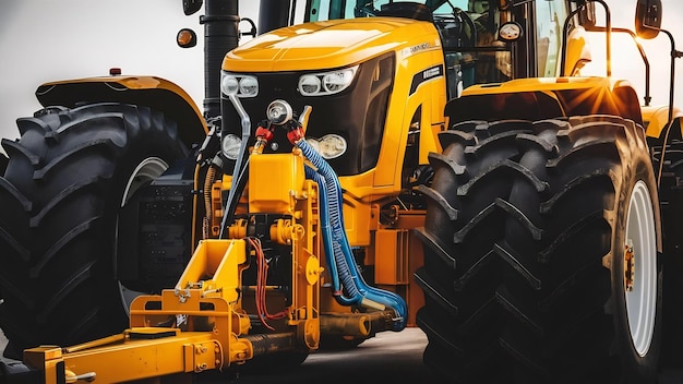 Foto tractor hidráulico amarelo