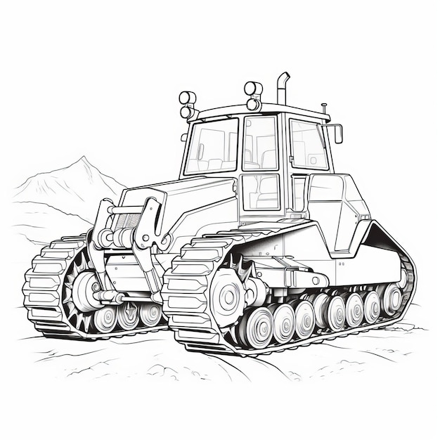 Tractor minimalista y bulldozer para colorear para niños