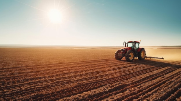 El tractor moderno que araba el campo agrícola AIG41