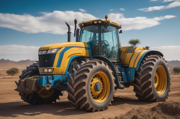 Tractor moderno sobre um fundo colorido ai generativo