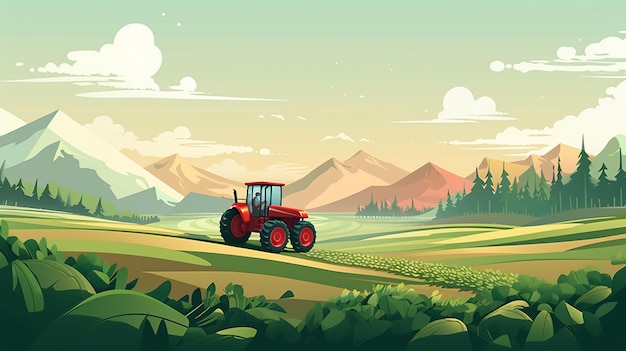 un tractor en las montañas.