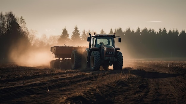 Un tractor moviéndose con gracia a través de los campos