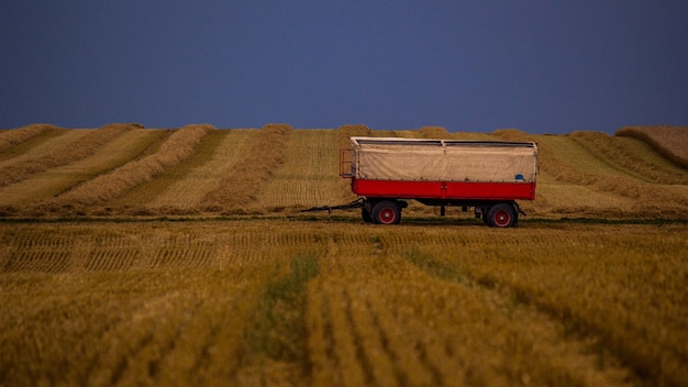 Tractor no campo contra o céu