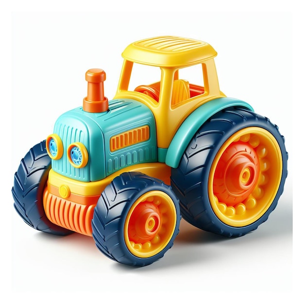 Tractor Polesie con una pala Juguete clipart de acuarela