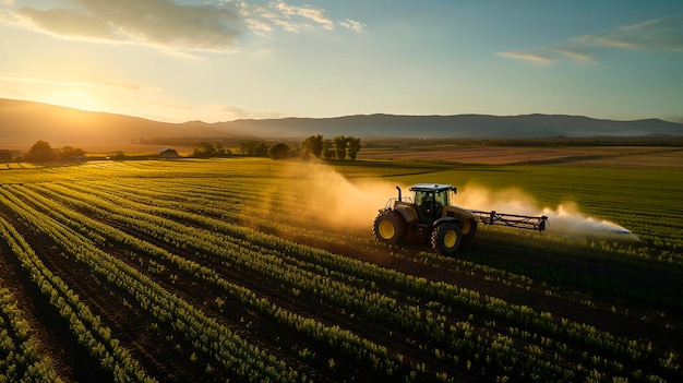 Tractor rocía pesticidas IA generativa