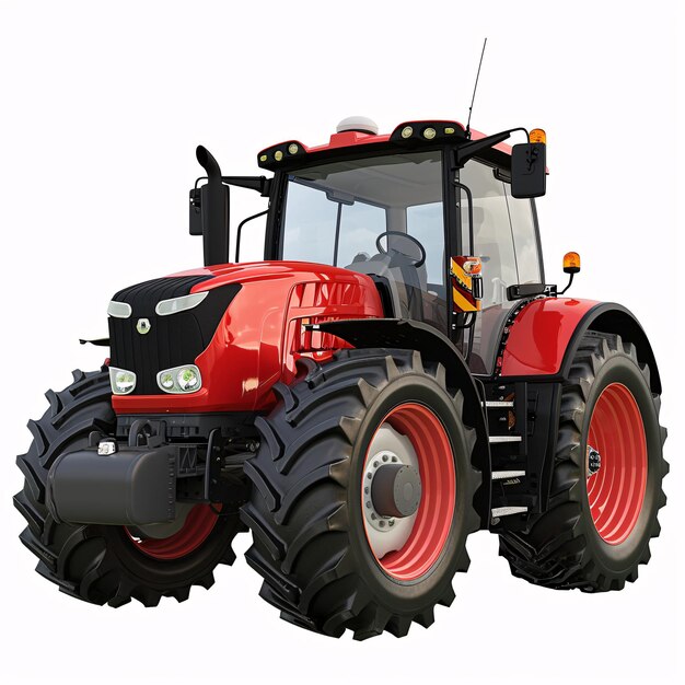 un tractor rojo con ruedas grandes