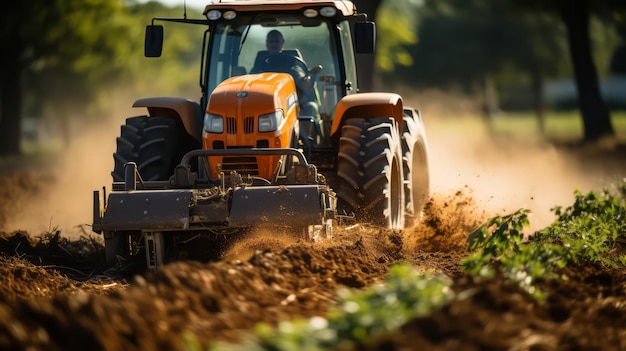 Tractor trabajando en el campo