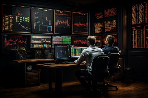 Traders de pares de previsão financeira examinando IA geradora de dados