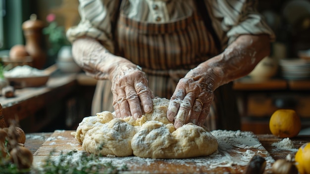 Foto tradição consagrada de amassar o pão à mão