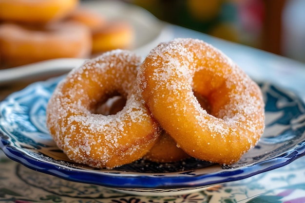 Foto tradição culinária rosquillas donuts espanhóis em cada mordida