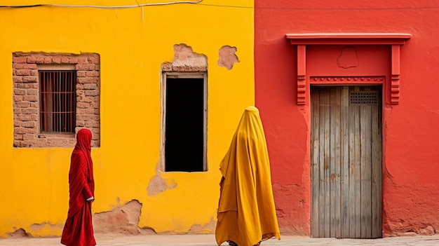 Tradição e diversidade cultural num retrato de uma mulher de amarelo
