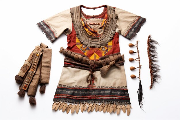 Tradição regional de trajes Dayak de finesse