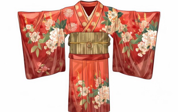 Foto tradición atemporal kimono japonés ia generativa