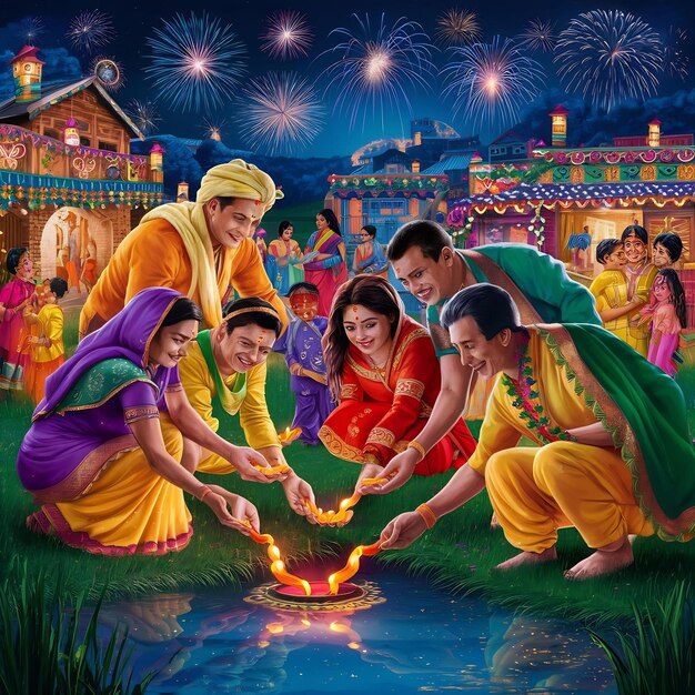 Tradición del festival de las luces de Diwali