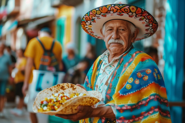 Tradición mexicana Vendiendo comida y tortillas bajo el sol