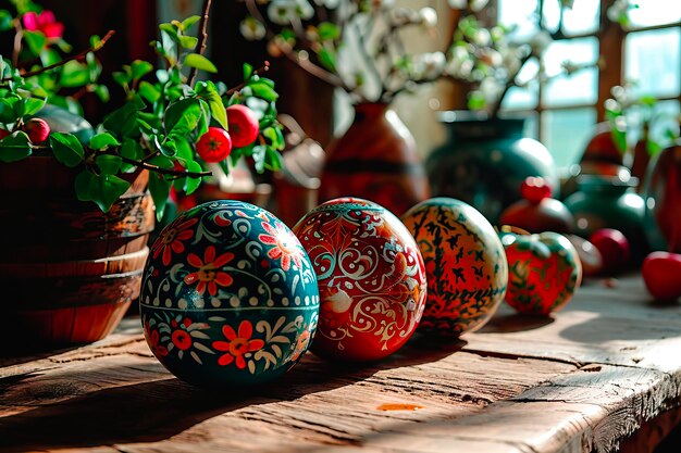 Foto la tradición de pintar a mano los huevos de pascua antes de la pascua