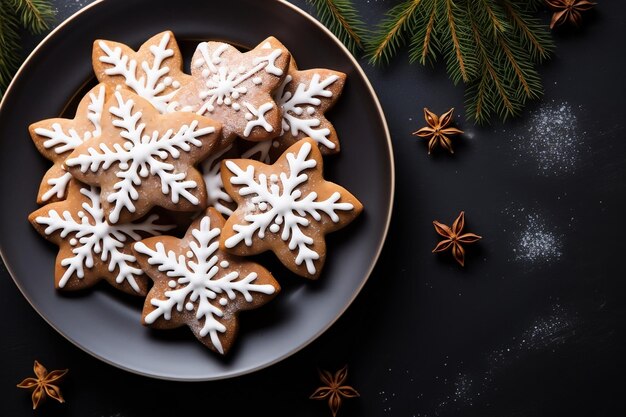 Tradicionais biscoitos de pão de gengibre de Natal em um prato Inteligência Artificial Generativa