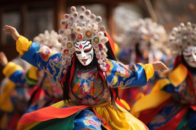 Foto el tradicional baile de máscaras coreano bongsan