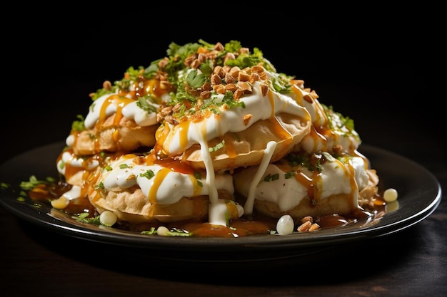 El tradicional Chaat Masala Dahi Puri El popular ayuno de Dahi Pori fotografía de imágenes