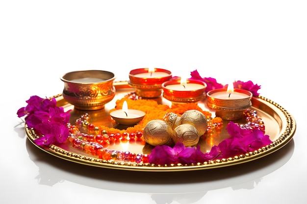 tradicional diwali puja thali