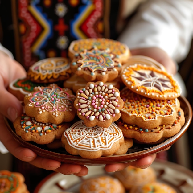 Foto tradicional egipcio eid alfitr galletas y galletas aisladas feliz eid