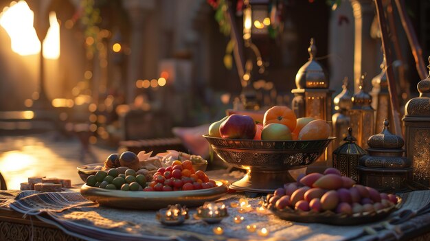 Tradicional festividad árabe musulmana Ramadán fondo AI generado