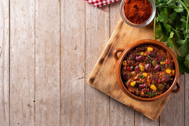 Tradicional mexicano tex mex chili con carne em uma tigela