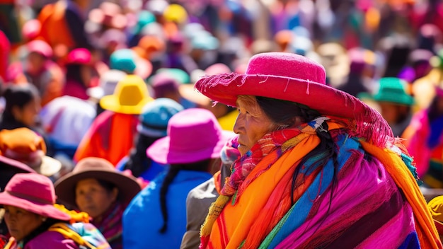 tradicional peregrinación peruana multitud colorida y vibrante