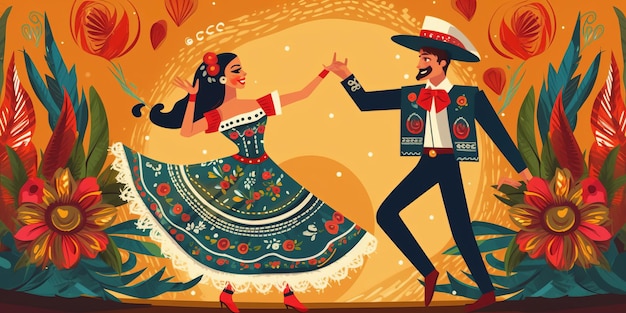 Tradicional traje mexicano de Tehuantepec dança vetor ilustração