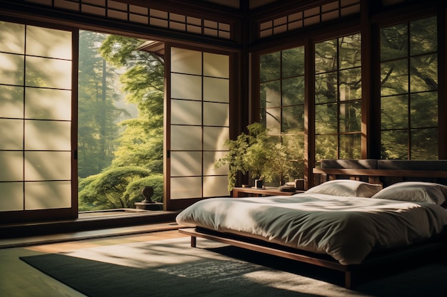 Foto tradicional vila japonesa cena de quarto elegante