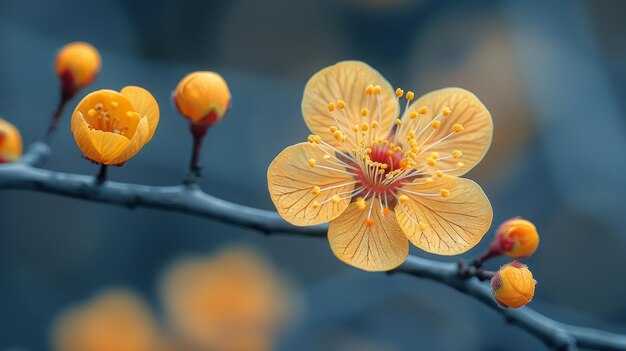 Foto las tradiciones vietnamitas del año nuevo lunar incluyen flores de albaricoque amarillas