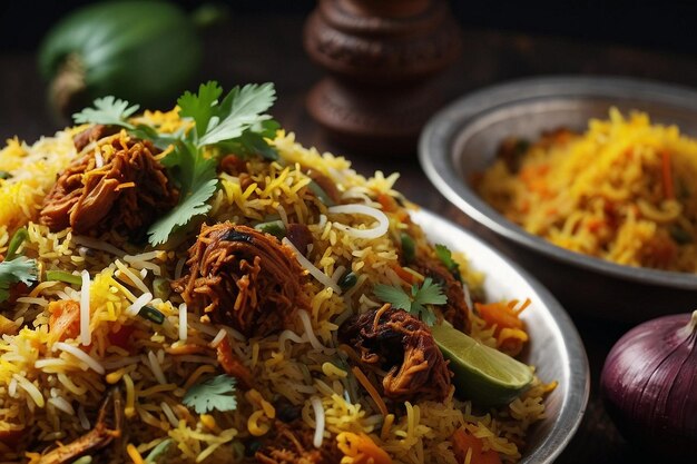 Foto traditional veg biryani serving