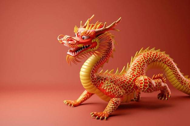 Traditionelle 3D-chinesische Drachen-Illustration 3D-Zeichen-Drachen helle Farben Banner-chinesischer Drache