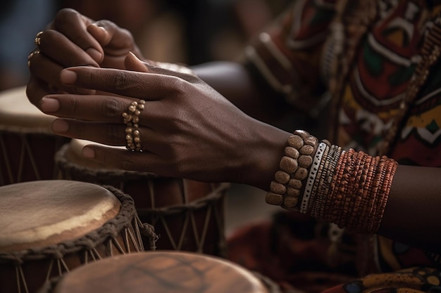 Traditionelle afrikanische Trommeln während eines afrikanischen Befreiungstages