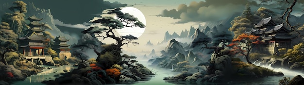 traditionelle chinesische Malerei orientalischer Hintergrund