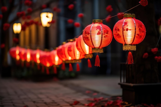 Foto traditionelle chinesische papierlaternen auf der chinesischen straße china feiert das neujahr