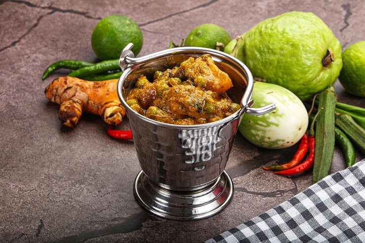 Foto traditionelle indische küche aloo mutter